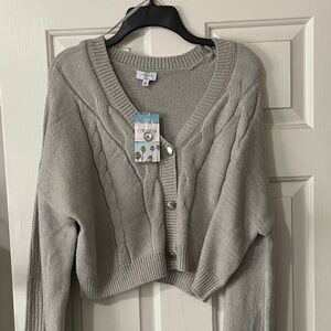 Cabana by Crown & Ivy Gray Cable Knit Cardigan Sweater. NWT